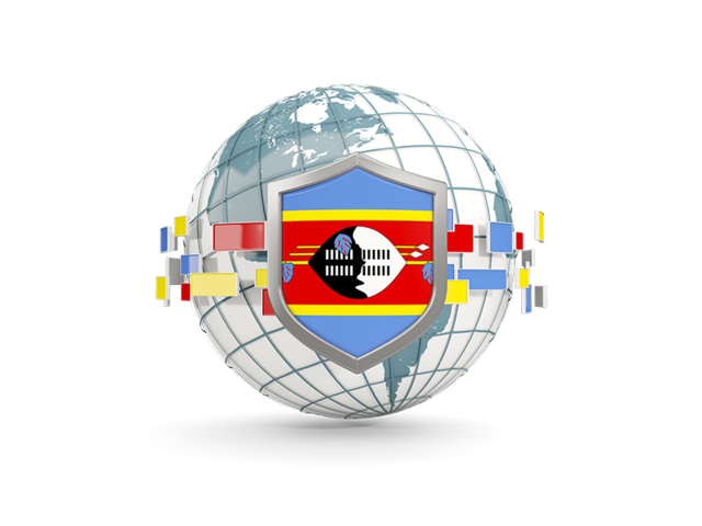 Globe with shield. Download flag icon of Swaziland at PNG format