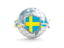 Sweden. Globe with shield. Download icon.