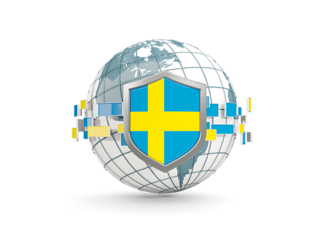 Globe with shield. Download flag icon of Sweden at PNG format