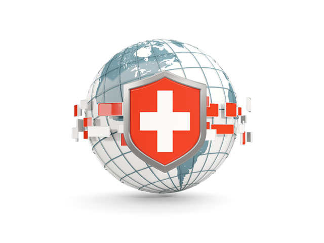 Globe with shield. Download flag icon of Switzerland at PNG format