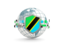 Tanzania. Globe with shield. Download icon.