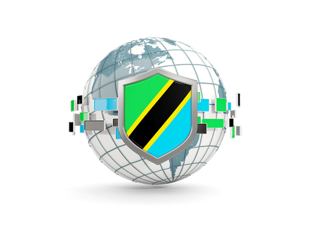 Globe with shield. Download flag icon of Tanzania at PNG format