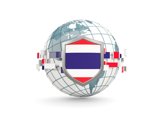 Globe with shield. Download flag icon of Thailand at PNG format