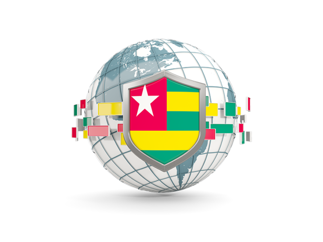 Globe with shield. Download flag icon of Togo at PNG format