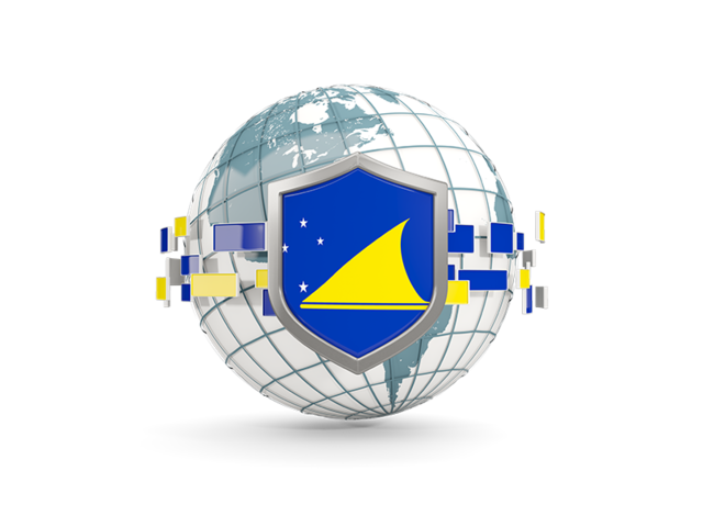 Globe with shield. Download flag icon of Tokelau at PNG format