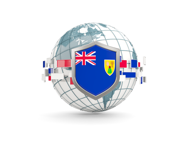 Globe with shield. Download flag icon of Turks and Caicos Islands at PNG format