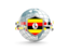 Uganda. Globe with shield. Download icon.