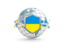 Ukraine. Globe with shield. Download icon.