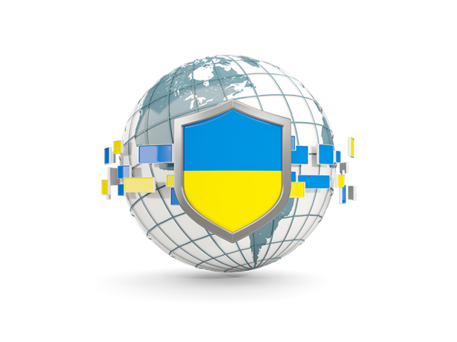 Планета с щитом. Скачать флаг. Украина