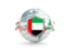 United Arab Emirates. Globe with shield. Download icon.