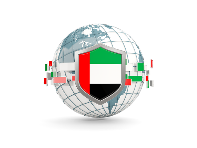 Планета с щитом. Скачать флаг. Объединённые Арабские Эмираты