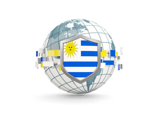 Globe with shield. Download flag icon of Uruguay at PNG format