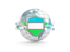 Uzbekistan. Globe with shield. Download icon.