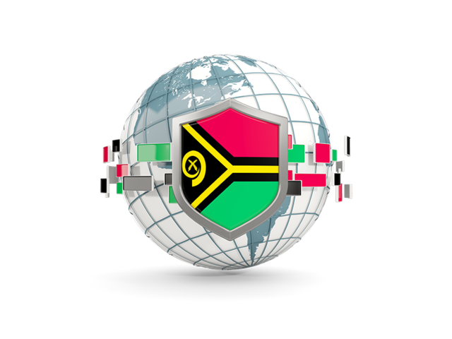 Globe with shield. Download flag icon of Vanuatu at PNG format