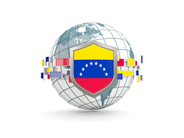 Globe with shield. Download flag icon of Venezuela at PNG format