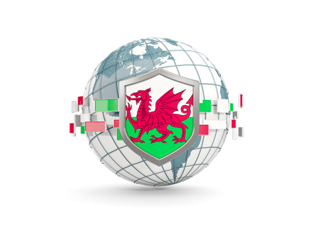Globe with shield. Download flag icon of Wales at PNG format