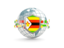 Zimbabwe. Globe with shield. Download icon.