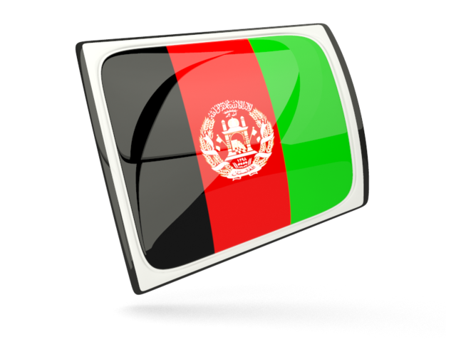 Glossy rectangular icon. Download flag icon of Afghanistan at PNG format