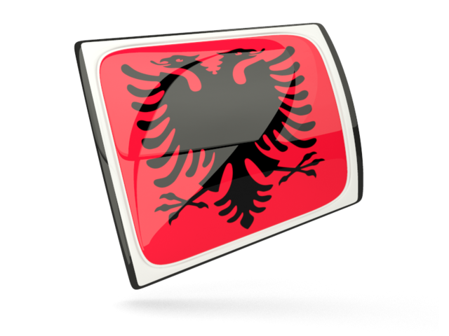 Глянцевая прямоугольная иконка. Скачать флаг. Албания