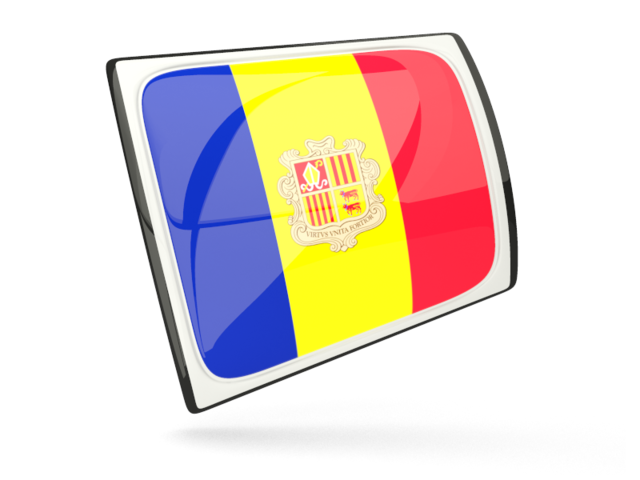 Glossy rectangular icon. Download flag icon of Andorra at PNG format