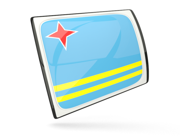 Glossy rectangular icon. Download flag icon of Aruba at PNG format