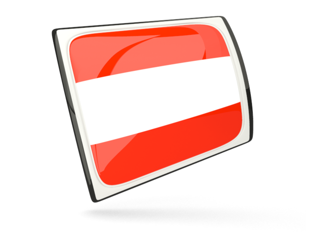 Glossy rectangular icon. Download flag icon of Austria at PNG format