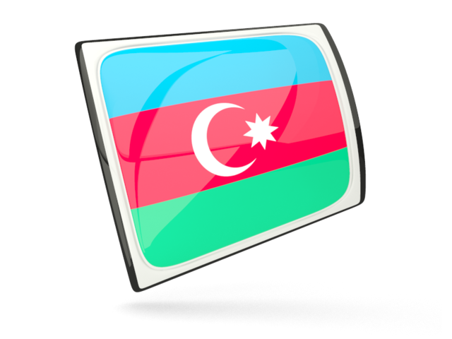 Glossy rectangular icon. Download flag icon of Azerbaijan at PNG format