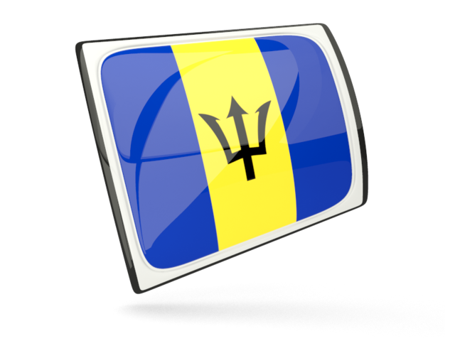 Glossy rectangular icon. Download flag icon of Barbados at PNG format