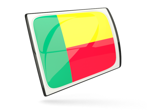 Glossy rectangular icon. Download flag icon of Benin at PNG format