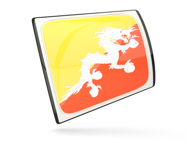 Glossy rectangular icon. Download flag icon of Bhutan at PNG format