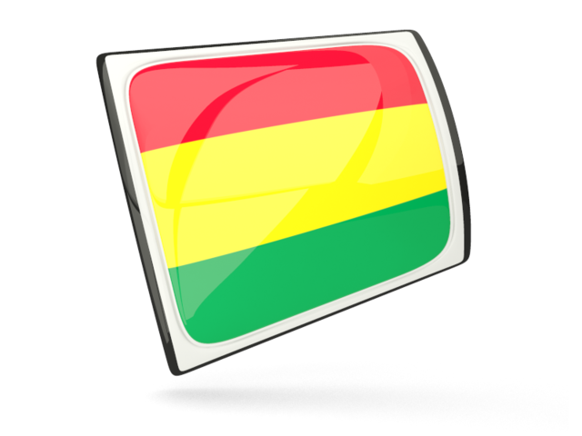 Glossy rectangular icon. Download flag icon of Bolivia at PNG format