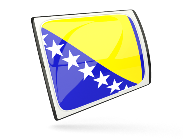 Glossy rectangular icon. Download flag icon of Bosnia and Herzegovina at PNG format