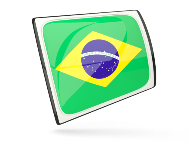 Glossy rectangular icon. Download flag icon of Brazil at PNG format