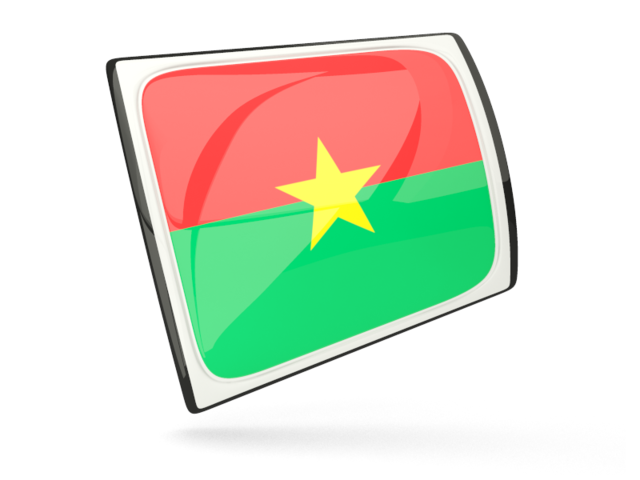 Glossy rectangular icon. Download flag icon of Burkina Faso at PNG format