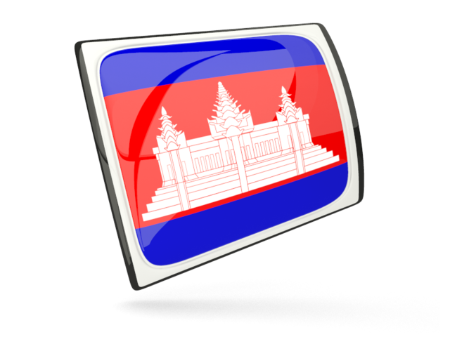 Glossy rectangular icon. Download flag icon of Cambodia at PNG format