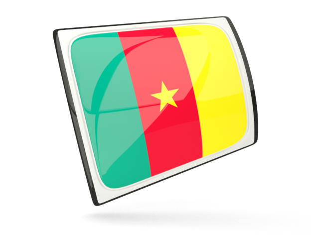 Glossy rectangular icon. Download flag icon of Cameroon at PNG format
