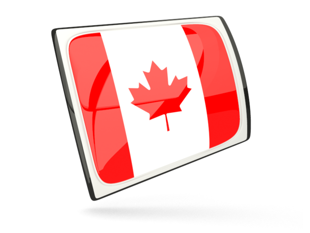 Glossy rectangular icon. Download flag icon of Canada at PNG format