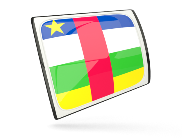 Глянцевая прямоугольная иконка. Скачать флаг. Центральноафриканская Республика