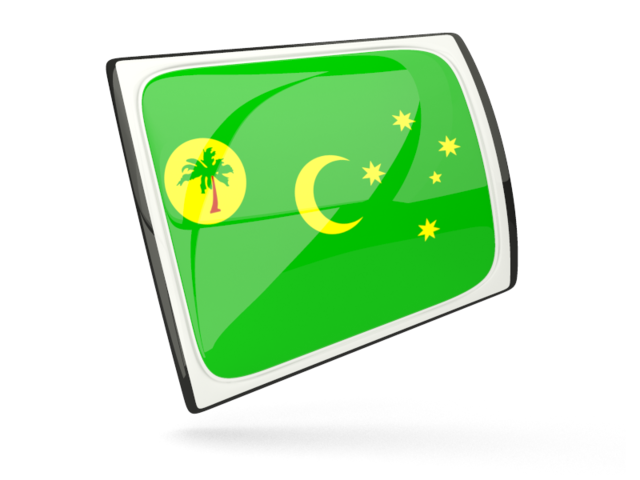 Glossy rectangular icon. Download flag icon of Cocos Islands at PNG format