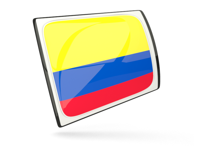 Glossy rectangular icon. Download flag icon of Colombia at PNG format