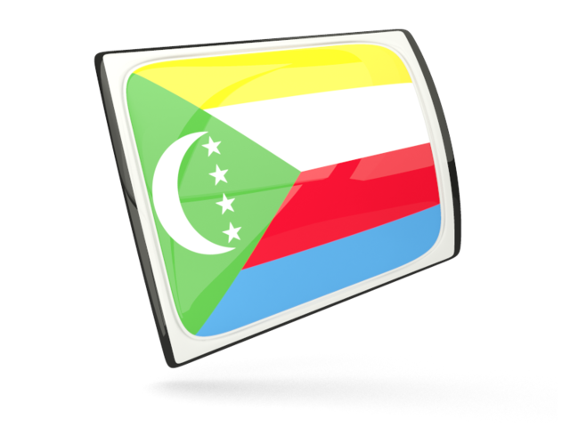 Glossy rectangular icon. Download flag icon of Comoros at PNG format