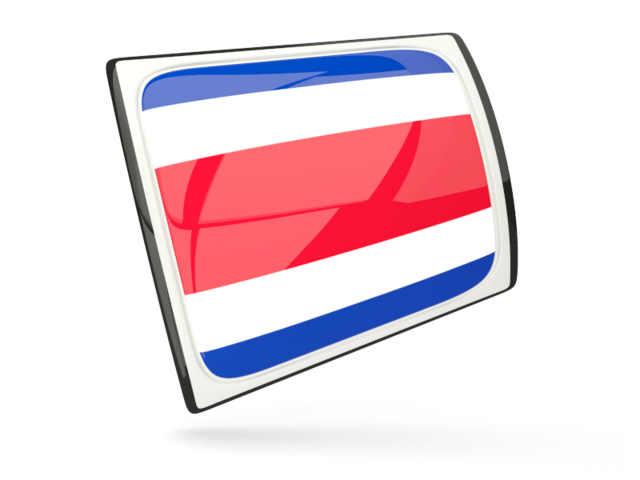 Glossy rectangular icon. Download flag icon of Costa Rica at PNG format