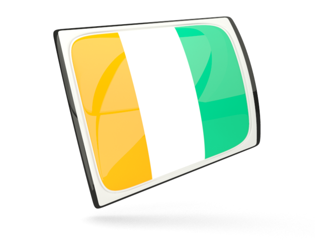 Glossy rectangular icon. Download flag icon of Cote d'Ivoire at PNG format