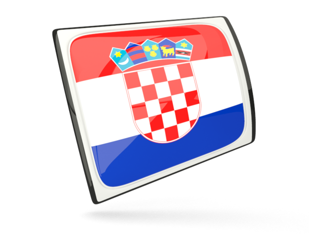 Glossy rectangular icon. Download flag icon of Croatia at PNG format