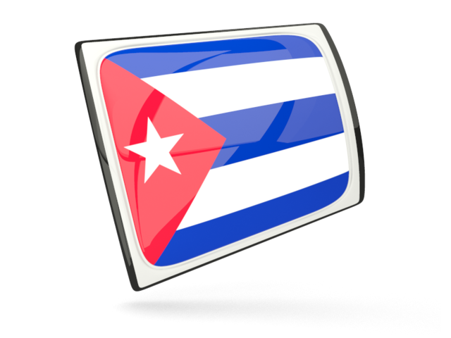 Glossy rectangular icon. Download flag icon of Cuba at PNG format