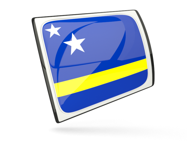 Glossy rectangular icon. Download flag icon of Curacao at PNG format