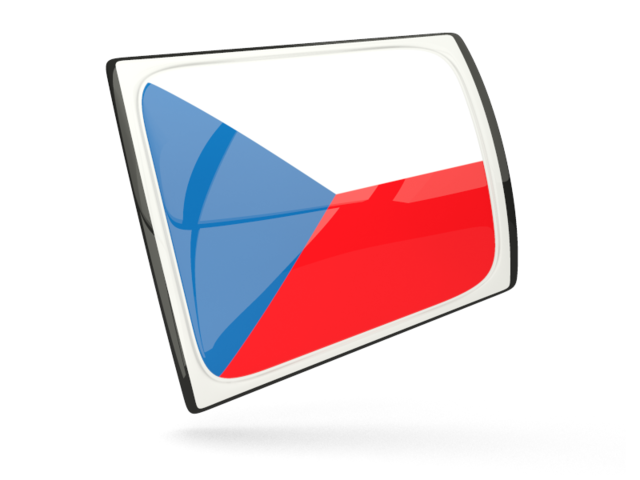 Glossy rectangular icon. Download flag icon of Czech Republic at PNG format