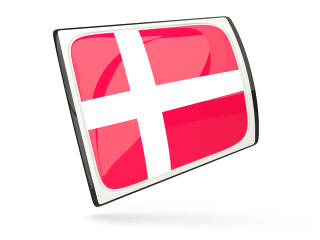 Glossy rectangular icon. Download flag icon of Denmark at PNG format