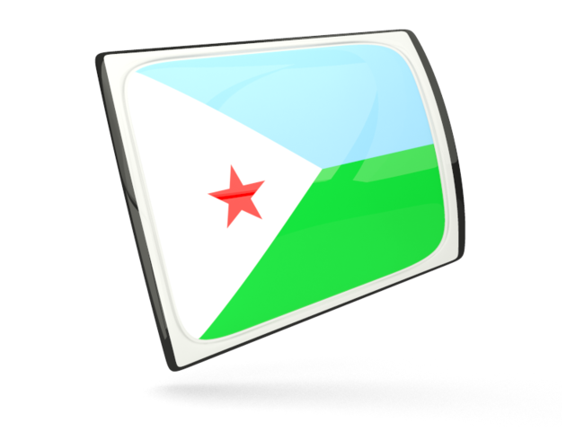 Glossy rectangular icon. Download flag icon of Djibouti at PNG format