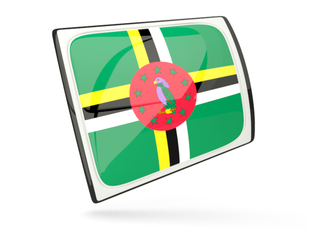 Glossy rectangular icon. Download flag icon of Dominica at PNG format